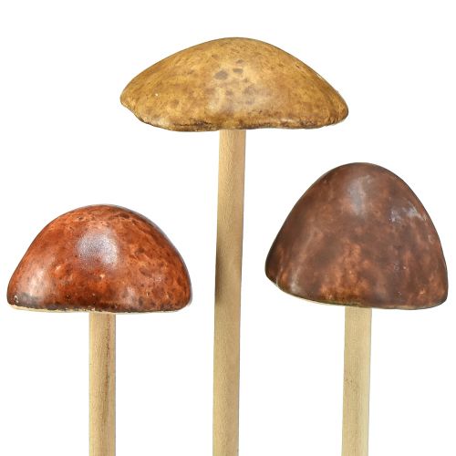 Article Champignons décoratifs sur bâton, marron, 5,5 cm, 6 pièces - décoration automnale de jardin et de salon