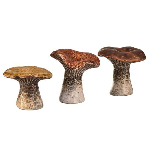 Figurines décoratives en forme de champignon inspirées de la nature en lot de 3 - différentes nuances de marron, 6,4 cm - des accents charmants pour le jardin et la maison
