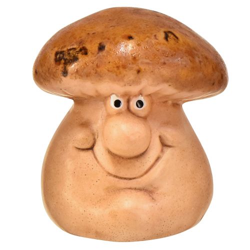 Article Figurines de champignons joyeux avec visages - différentes nuances de marron, 6,5 cm - décoration amusante pour le jardin et la maison - 3 pcs