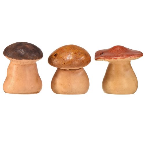 Article Figurines de champignons joyeux avec visages - différentes nuances de marron, 6,5 cm - décoration amusante pour le jardin et la maison - 3 pcs