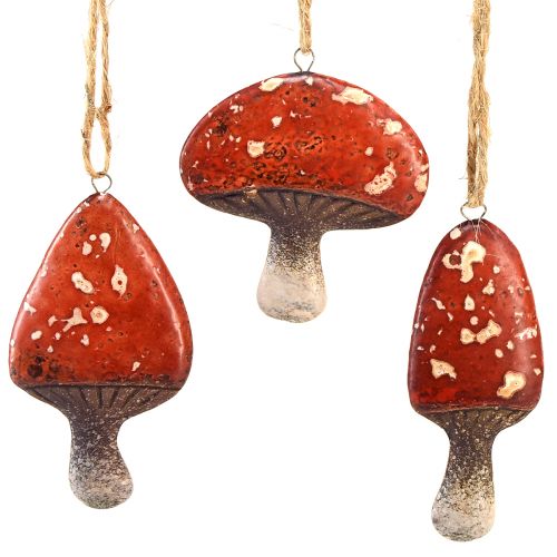 Charmants pendentifs champignons rouges avec cordon de jute 3 cm - parfaite décoration d&#39;automne et de Noël - 6 pcs