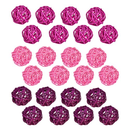 Article Boules de rotin rose clair rose violet assortis rotin Ø5cm 24pcs