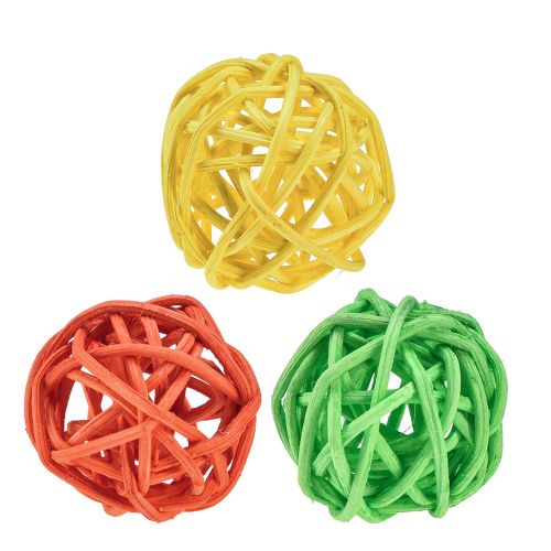 Floristik24 Boule en rotin orange jaune vert boule en rotin Ø3cm 30 pcs