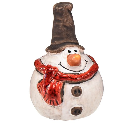 Floristik24 Bonhomme de neige en céramique, 8,4 cm, avec haut-de-forme et écharpe rouge - lot de 3, décoration de Noël et d&#39;hiver