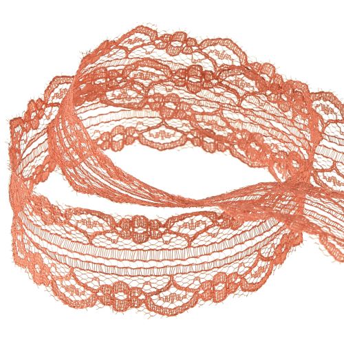 Article Ruban dentelle ruban décoratif orange avec fleurs L25mm L20m