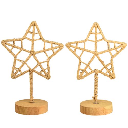Article Support étoile décoration métal bois fibre naturelle Ø15cm 2pcs