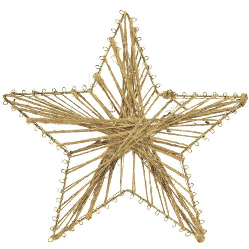 Étoile enveloppée de jute décoration de Noël rustique 20cm 4pcs