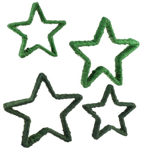 Floristik24 Étoile à poser décoration de Noël jute vert 13/18cm 4pcs
