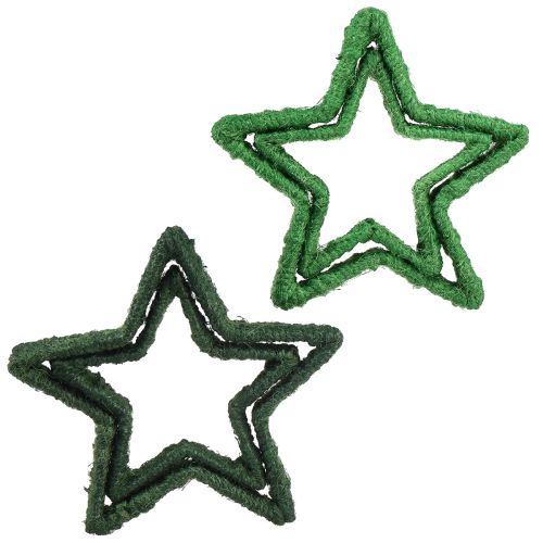 Article Étoile à poser décoration de Noël jute vert 13/18cm 4pcs