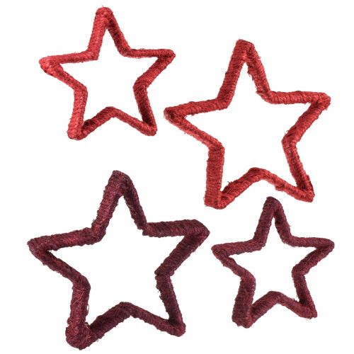 Floristik24 Étoile à poser décoration de Noël jute rouge 13/18cm 4pcs