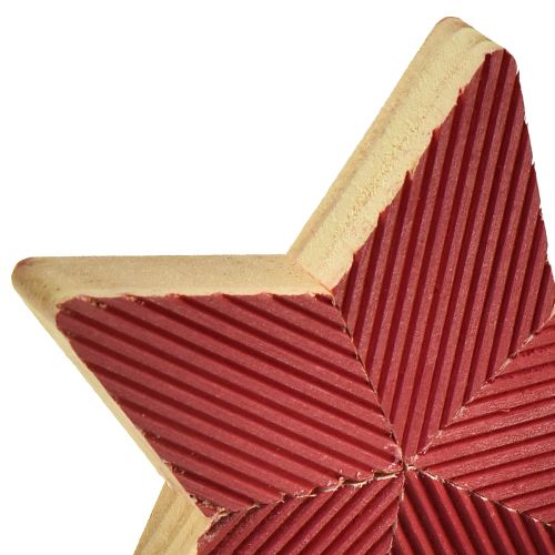 Article Poinsettias étoiles en bois cannelé rouge naturel 11cm 3pcs