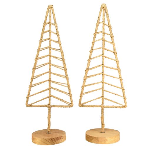 Article Support de décoration de sapin de Noël métal bois naturel H39cm 2pcs