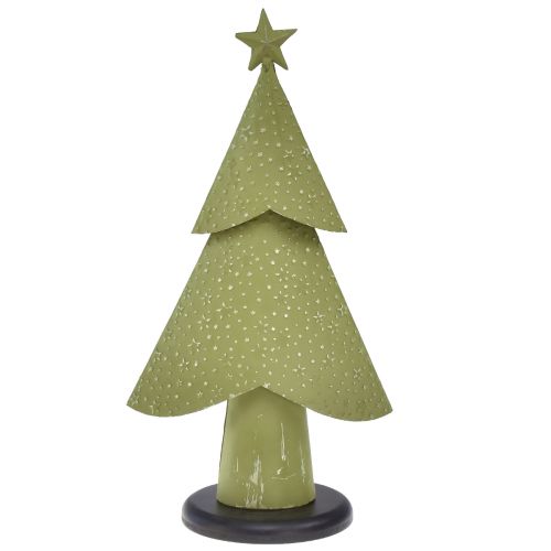 Article Sapin de Noël métal bois étoiles argent vert H46,5cm