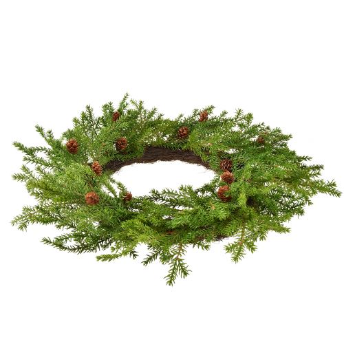 Article Couronne de sapin artificiel avec cônes vert marron Ø49cm