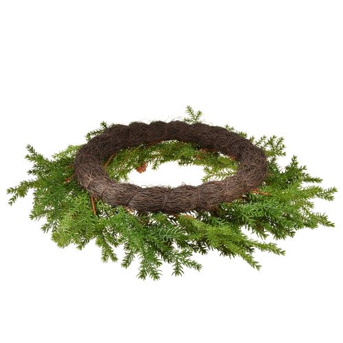 Article Couronne de sapin artificiel avec cônes vert marron Ø49cm