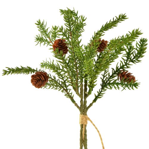 Branche de sapin artificielle avec cônes naturels - nouée avec du jute, 40 cm - décoration de Noël parfaite 4 pièces.