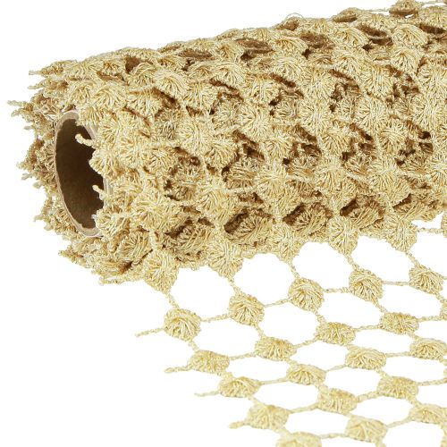 Chemin de table grille doré crème à paillettes L19cm L1,5m