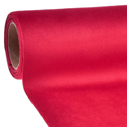 Floristik24 Chemin de table en velours rouge, tissu décoratif brillant, 28×270cm - chemin de table pour décoration festive