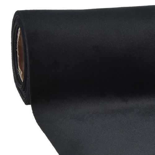 Floristik24 Chemin de table en velours noir, tissu décoratif brillant, 28×270cm - chemin de table élégant pour les occasions festives