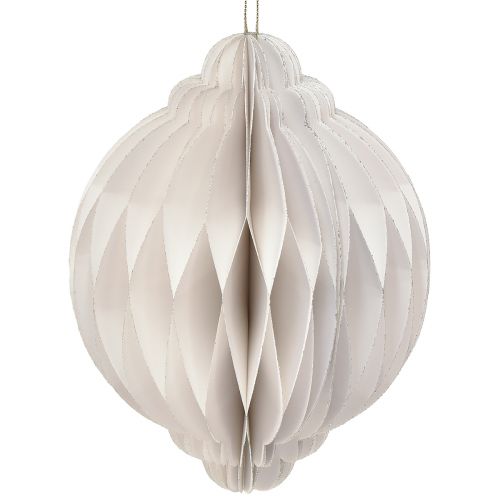 Floristik24 Boule nid d&#39;abeille Boule de Noël papier blanc FSC Ø15cm H20cm