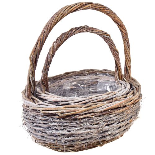 Article Panier en osier avec anse ovale blanc naturel L32/40cm – lot de 2 pièces