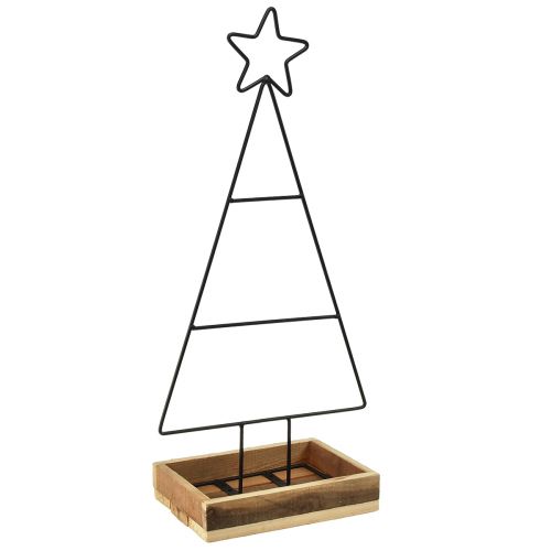 Floristik24 Sapin de Noël en métal avec étoile et plateau – 25x18x66 cm – Décoration de Noël moderne