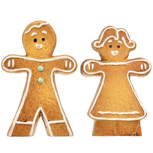 Floristik24 Décoration de Noël bonhomme et femme en pain d&#39;épices en céramique 16cm 2pcs