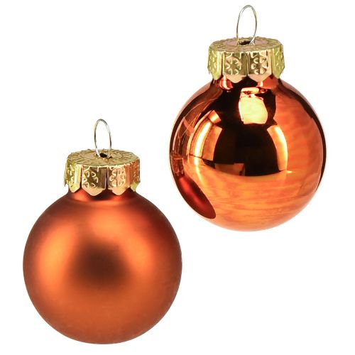Boules de Noël mini boules en verre orange Ø2,5cm 22pcs