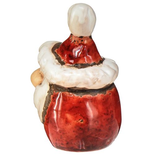 Article Figurine Père Noël en céramique, rouge, 7 cm – Décoration de Noël festive – 6 pcs