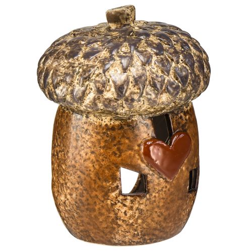 Lanterne gland marron, 15,4 cm - Décoration d&#39;automne rustique avec motif coeur