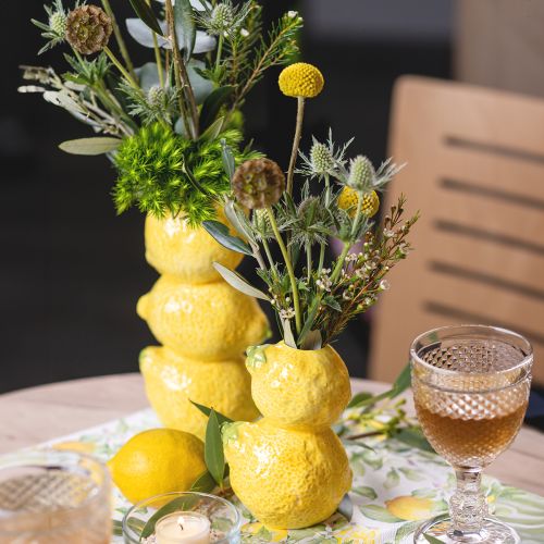 Article Vase à fleurs vase citron jaune décoration été céramique H20cm