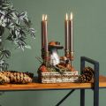 Floristik24 Lanternes magiques en forme de champignon en lot de 2 - céramique rustique, marron, 14,5 cm - décoration lumineuse unique