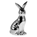 Floristik24 Lapin de Pâques décoratif en céramique lapin décoratif assis argent H23cm