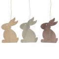 Floristik24 Décoration de Pâques à suspendre, lapin de Pâques en bois, pendentif de Pâques 12cm 12pcs