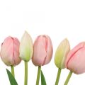 Floristik24 Fleurs artificielles tulipe rose, fleur printanière 48cm bouquet de 5