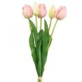 Floristik24 Fleurs artificielles tulipe rose, fleur printanière 48cm bouquet de 5