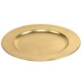 Floristik24 Assiette en plastique Ø33cm dorée effet feuille d&#39;or