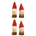 Floristik24 Nain de Noël décoratif en bois avec chapeau rouge naturel 10/12cm 4pcs