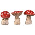 Floristik24 Charmantes décorations de champignons en céramique en lot de 3 - rouge à pois blancs, 8,6 cm - décoration de jardin idéale