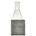 Floristik24 Vase en verre sur pied en bois gris, 9,5x8x20cm - Décoration rustique en lot de 4