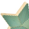 Floristik24 Décoration de Table Cannelée Étoiles en Bois Vert Menthe Blanc 11cm 6pcs