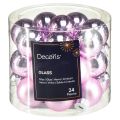 Floristik24 Mini boules de sapin de Noël en verre violet clair Ø2,5cm 22pcs