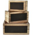 Floristik24 Boîtes décoratives en bois avec surfaces en tableau noir en lot de 3 - naturel et noir, différentes tailles - rangement pratique et élégant