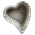 Floristik24 Bol à plantes coeur décoration tombe coeur végétal gris blanc 18×19cm H7,5cm