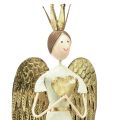 Floristik24 Décoration de table figurine ange en métal avec coeur or blanc H54cm