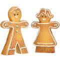 Floristik24 Décoration de Noël bonhomme et femme en pain d&#39;épices en céramique 16cm 2pcs